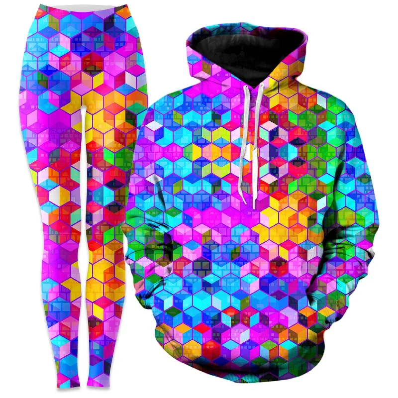 Cubism Hoodie and Leggings Combo Casual Slim-Fit Leggings