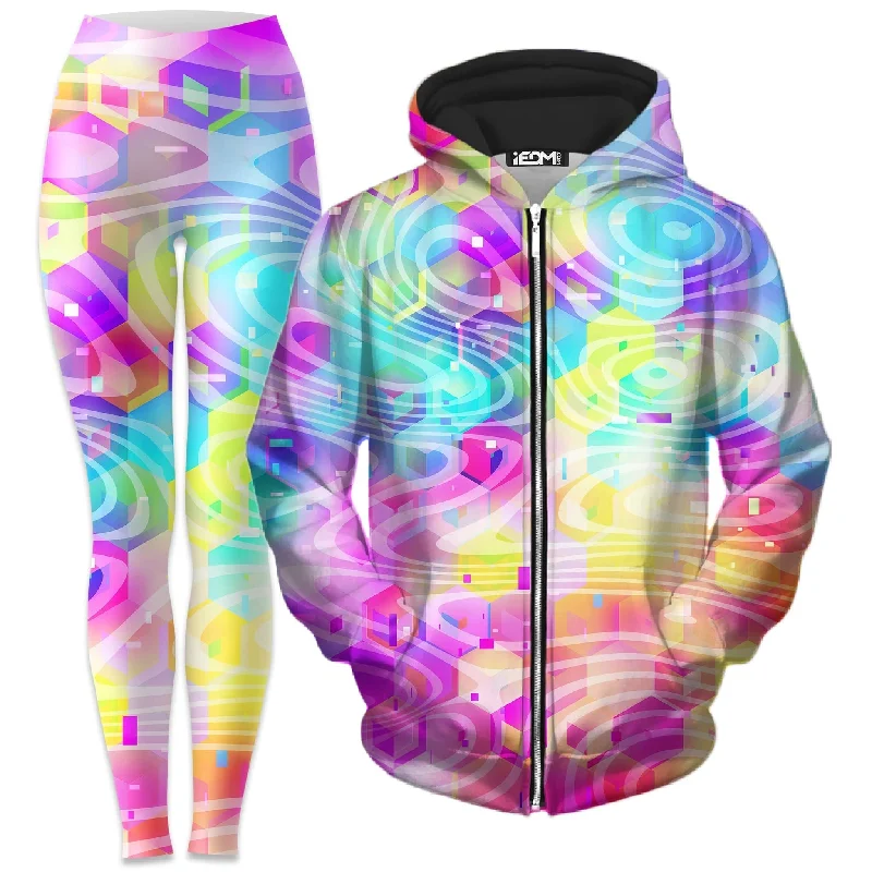 Daytrip Zip-Up Hoodie and Leggings Combo Elegant Satin Finish Leggings
