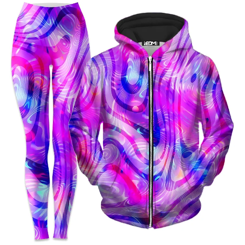 Dilated Zip-Up Hoodie and Leggings Combo Comfortable Capri-Length Leggings