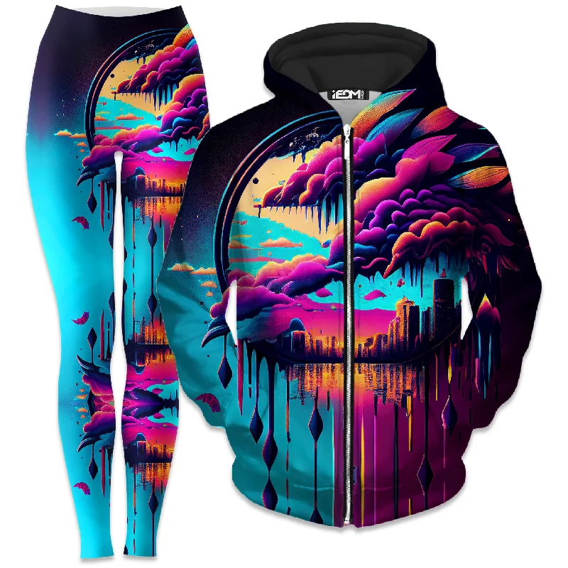 Distant Memory Zip-Up Hoodie and Leggings Combo Stylish Athletic Wear Leggings