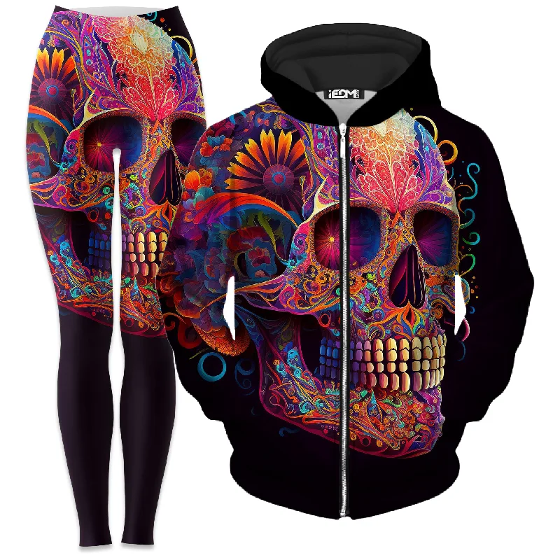 DOTD Skull Zip-Up Hoodie and Leggings Combo Comfortable Classic Yoga Leggings