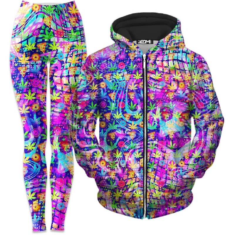 Dreamin Of Munchies Zip-Up Hoodie and Leggings Combo Trendy Ombre Effect Leggings