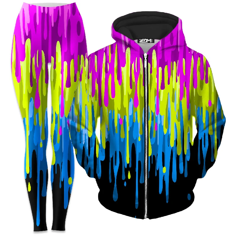 Drip Zip-Up Hoodie and Leggings Combo Comfortable Zip-Up Leggings