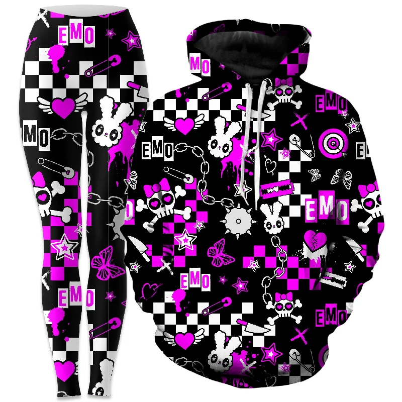 Emo Halloween Hoodie and Leggings Combo Trendy Cold Weather Tights