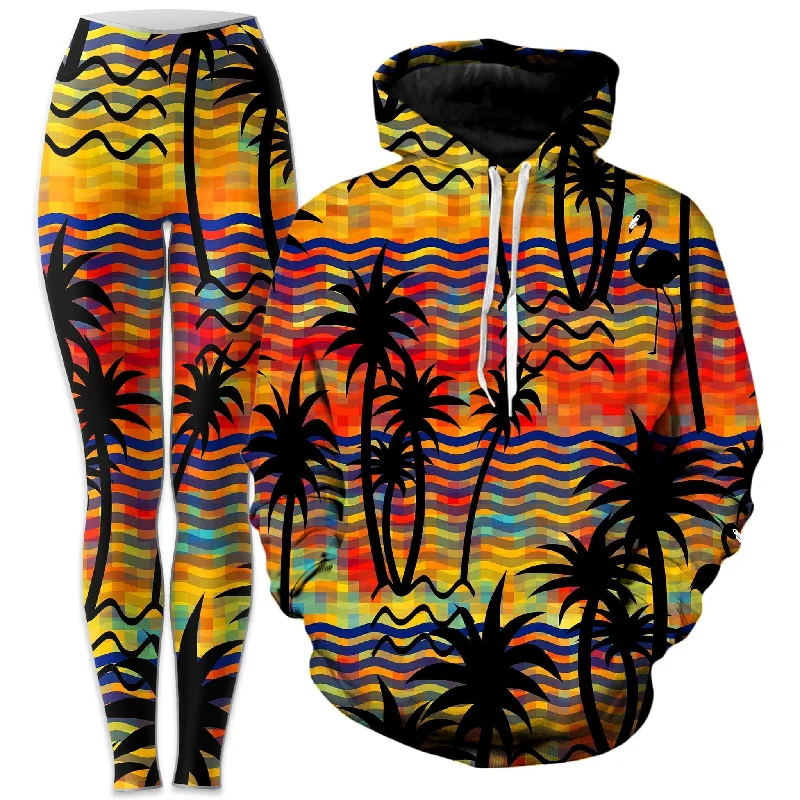 Flamingo Island Hoodie and Leggings Combo Cozy Workout Performance Leggings