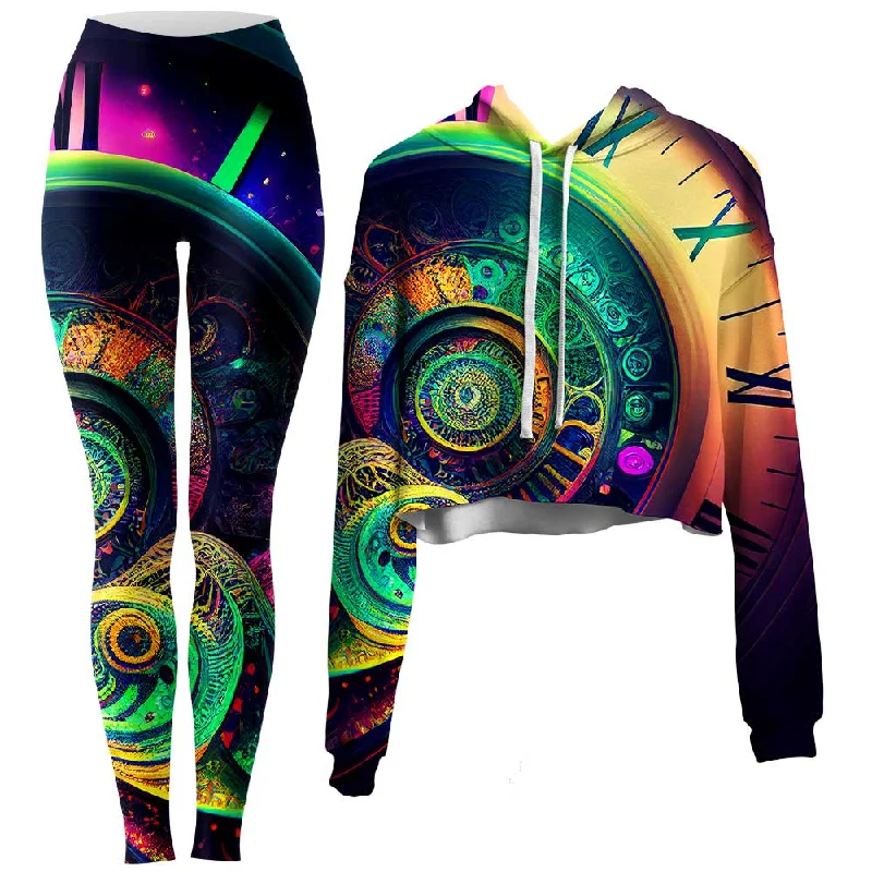 Fleeting Crop Hoodie and Leggings Combo Fashionable Sports Compression Leggings