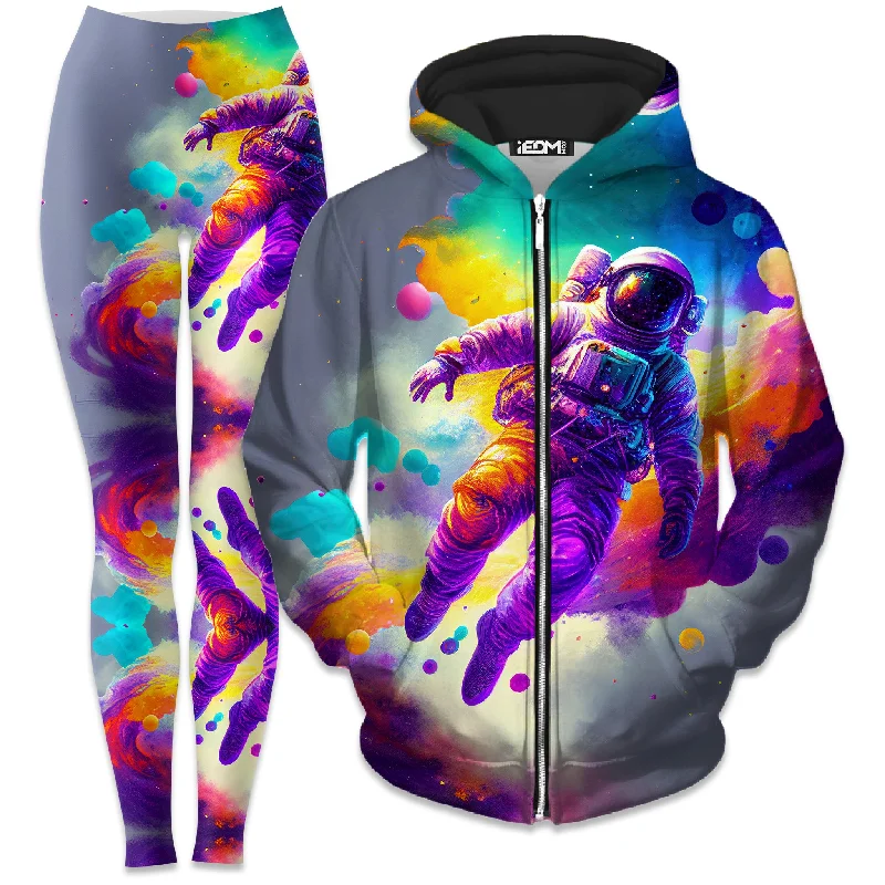 Floating Away Zip-Up Hoodie and Leggings Combo Trendy Fitness Leggings