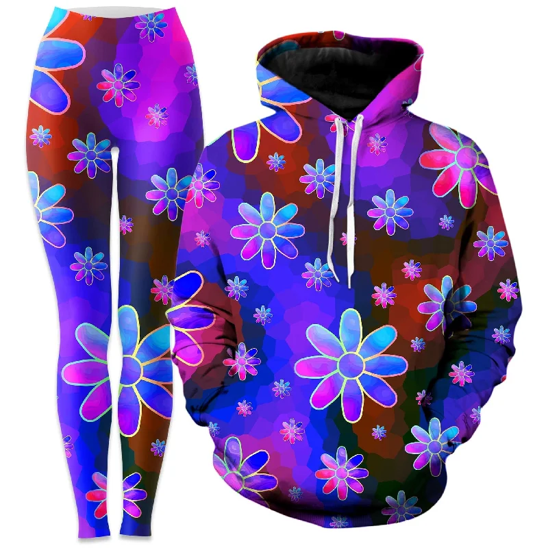 Floral Fantasy Abstract Hoodie and Leggings Combo Fashionable Sports Compression Leggings