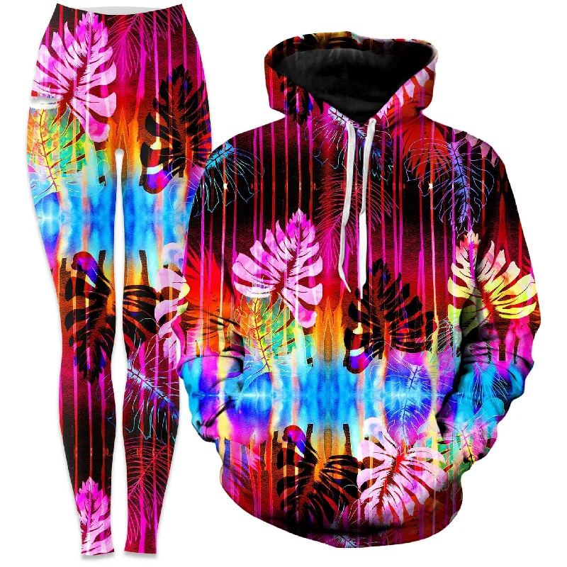 Fluorescent Jungle Hoodie and Leggings Combo Cozy Cotton Leggings