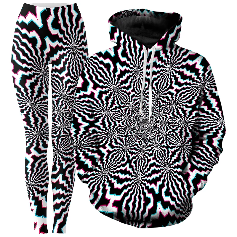 Fractal Ripples Hoodie and Leggings Combo Stylish Stretch Pants Leggings
