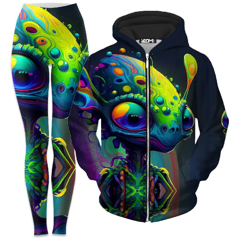 Friendly Visitors Zip-Up Hoodie and Leggings Combo Trendy Seamless Sports Leggings