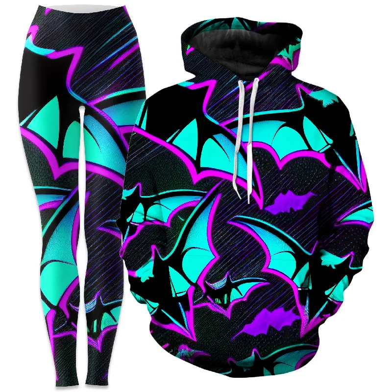 From Above Hoodie and Leggings Combo Fashionable Leather-Look Leggings