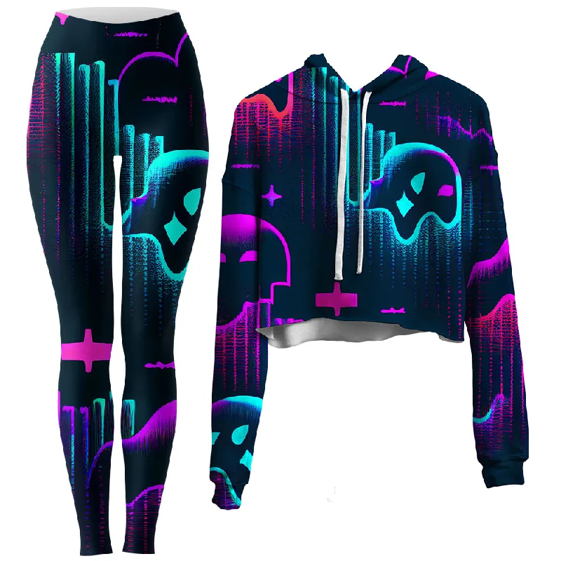 Ghost Melt Crop Hoodie and Leggings Combo Stylish Winter-Ready Leggings