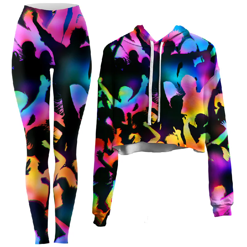 Good Vibes Crop Hoodie and Leggings Combo Trendy Polka Dot Leggings