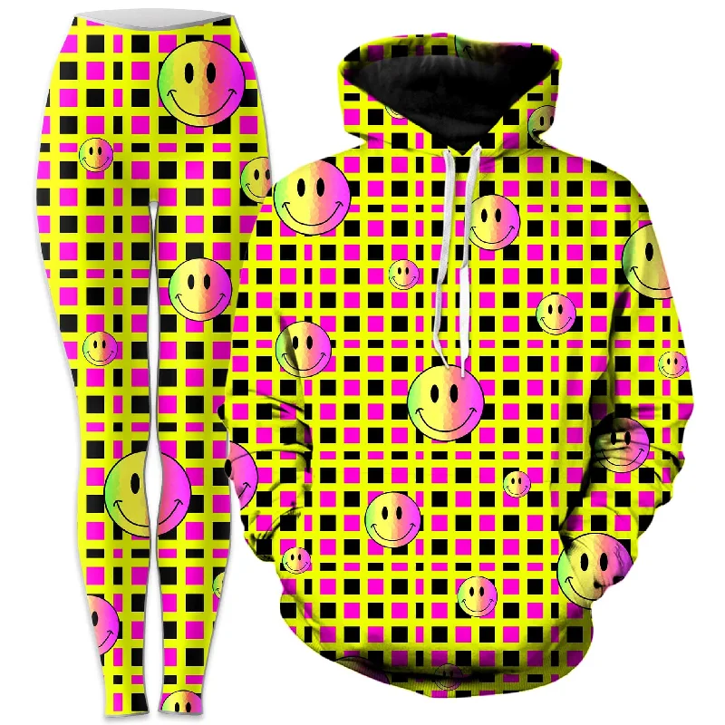 Happy Plaid Hoodie and Leggings Combo Comfortable Classic Yoga Leggings