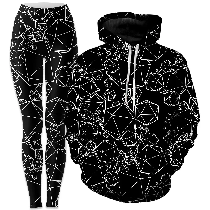 Icosahedron Madness Black Hoodie and Leggings Combo Comfortable Tummy Shaping Leggings