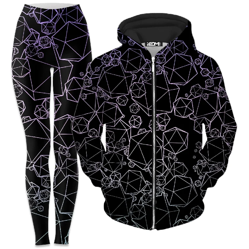 Icosahedron Madness Cold Zip-Up Hoodie and Leggings Combo Stylish Compression Fit Leggings