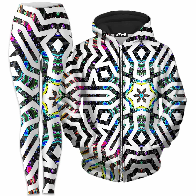 Iridized II Zip-Up Hoodie and Leggings Combo Trendy Faux Suede Leggings