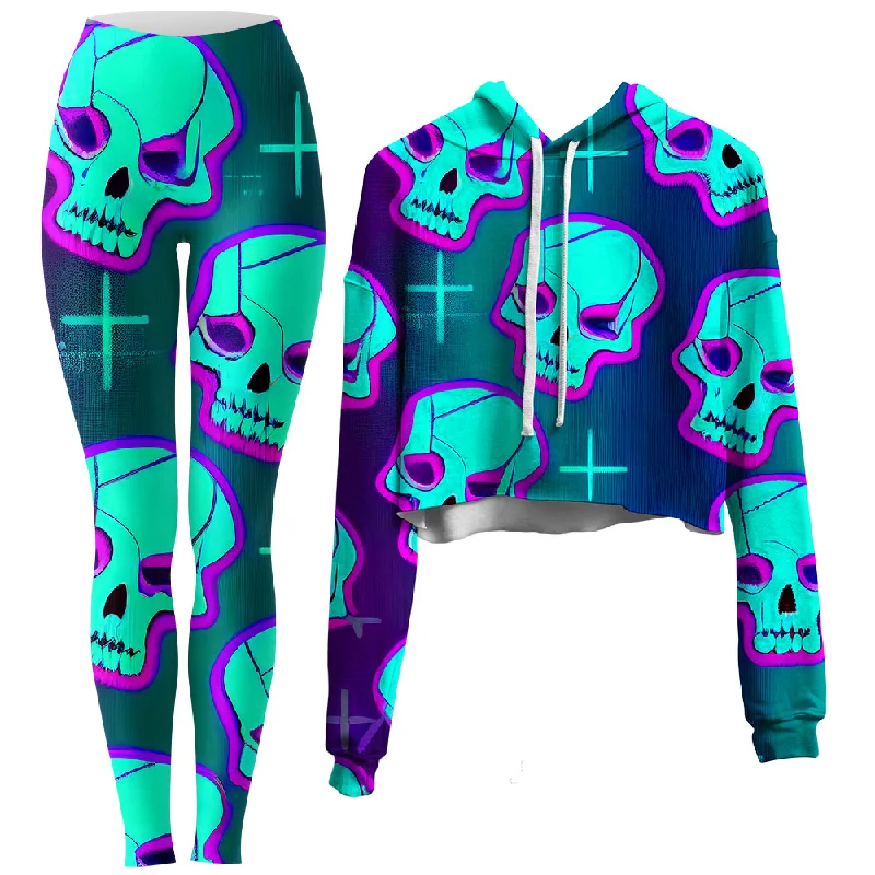 Neon Fright Crop Hoodie and Leggings Combo Elegant Embellished Leggings