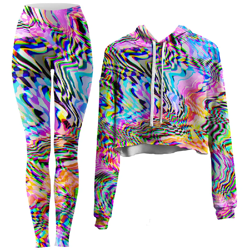 No Signal 2.0 Crop Hoodie and Leggings Combo Cozy Reflective Detail Leggings