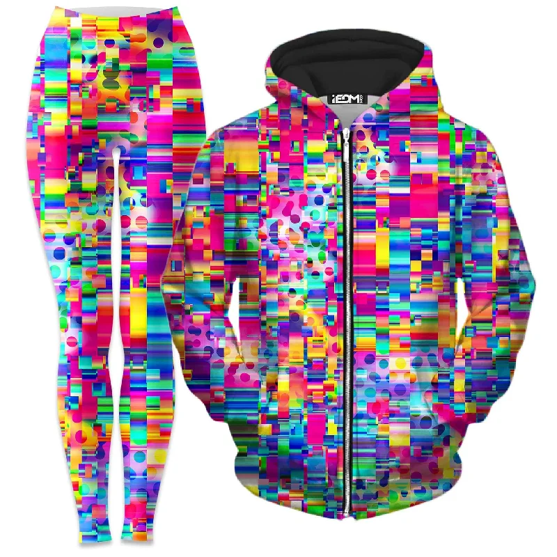 No Signal Zip-Up Hoodie and Leggings Combo Stylish Camo Print Leggings