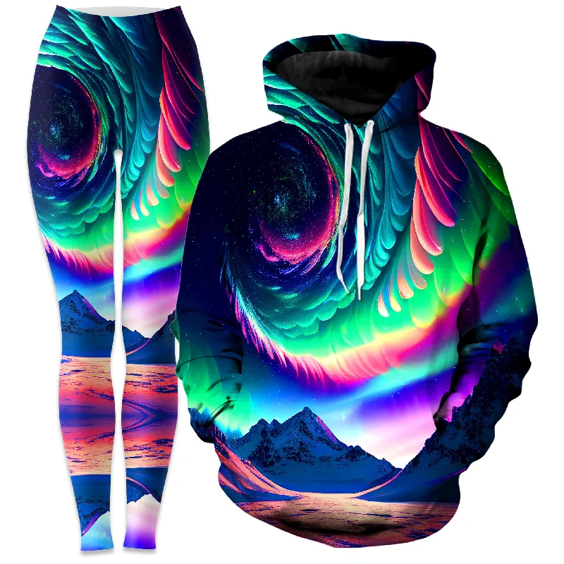 Northern Lights II Hoodie and Leggings Combo Comfortable Bootcut Workout Leggings