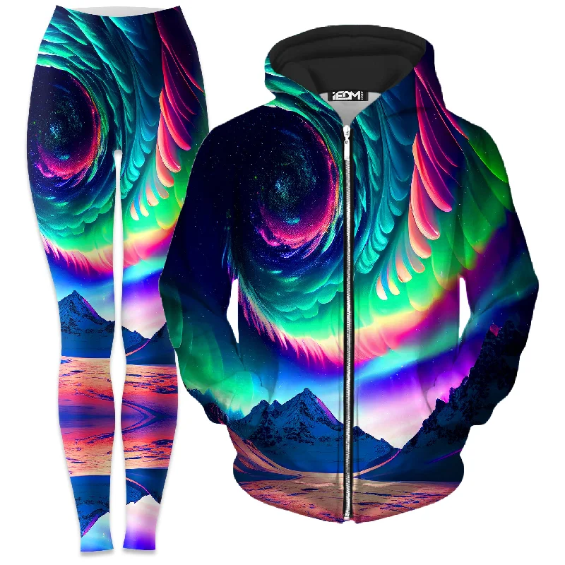 Northern Lights II Zip-Up Hoodie and Leggings Combo Fashionable Stretchy Fit Leggings Northern Lights II Zip-Up Hoodie and Leggings Combo Fashionable Stretchy Fit Leggings