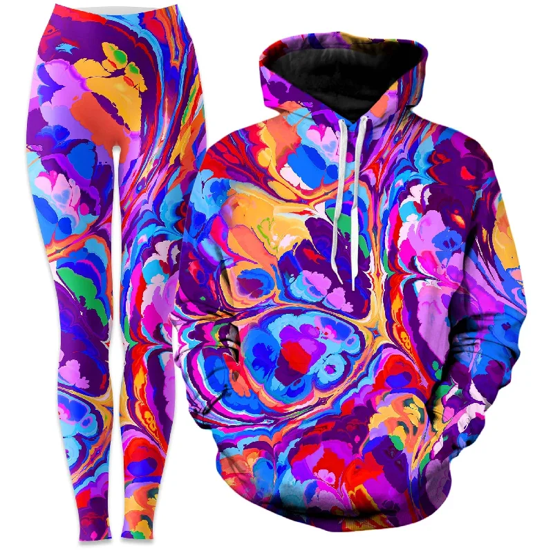 Overflow Hoodie and Leggings Combo Stylish Faux Leather Leggings