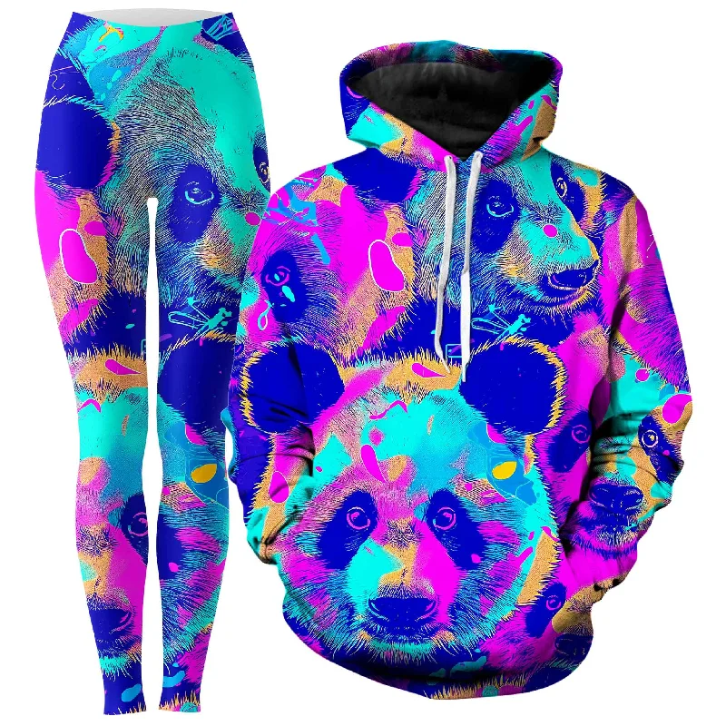 Panda Melt Hoodie and Leggings Combo Fashionable Sports Leggings