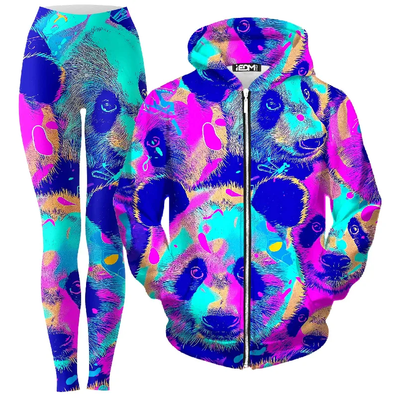 Panda Melt Zip-Up Hoodie and Leggings Combo Stylish Compression Fit Leggings