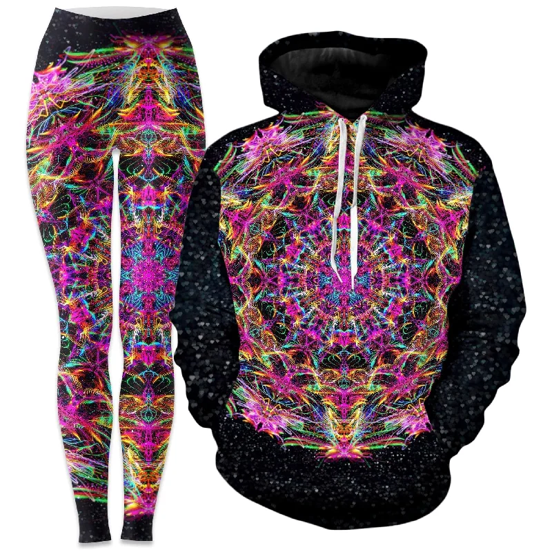 Pastel Warp Hoodie and Leggings Combo Casual Black Leggings