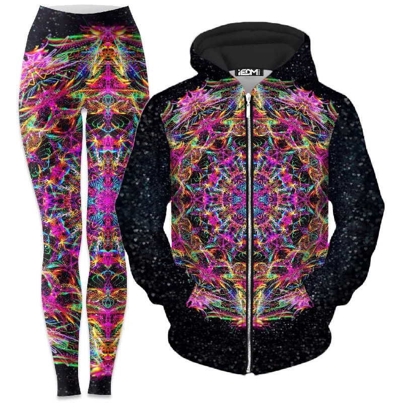Pastel Warp Zip-Up Hoodie and Leggings Combo Chic Velvet Soft Leggings