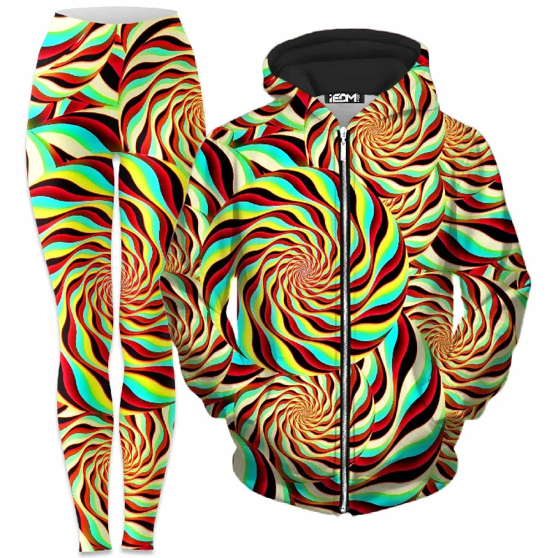Pineal Swirl Zip-Up Hoodie and Leggings Combo Comfortable Slip-On Leggings