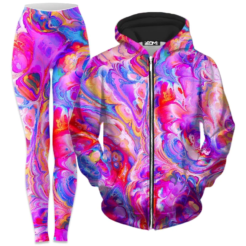 Plasma Flow Zip-Up Hoodie and Leggings Combo Fashionable Quick-Dry Leggings