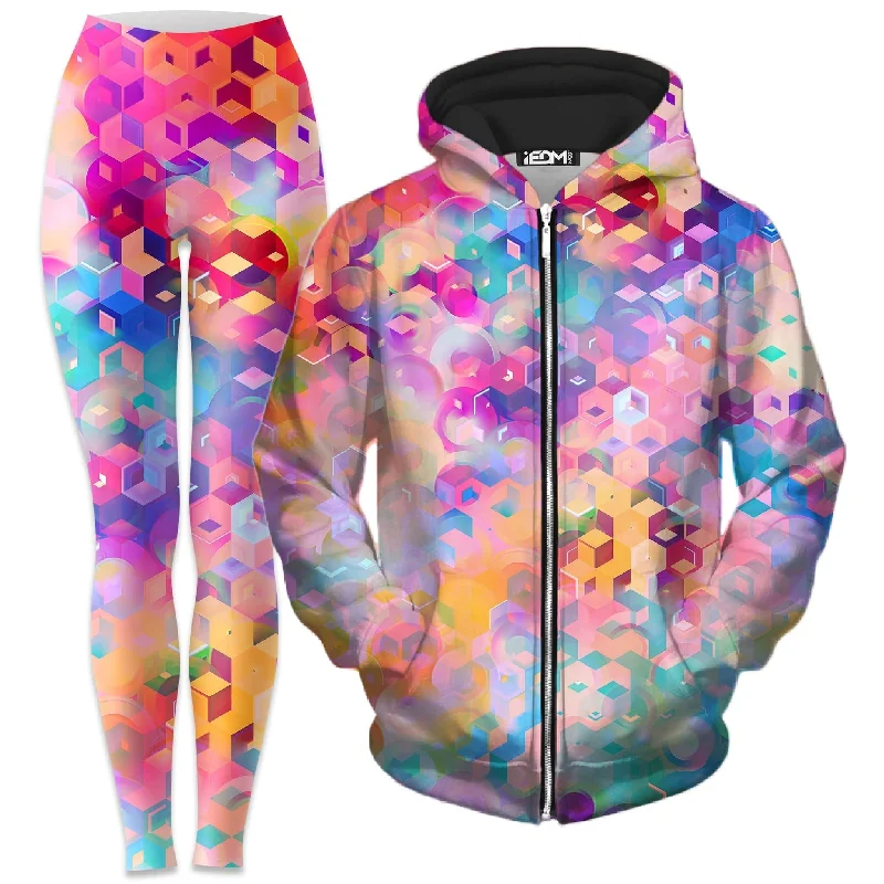 Portal Realm Zip-Up Hoodie and Leggings Combo Trendy Polka Dot Leggings