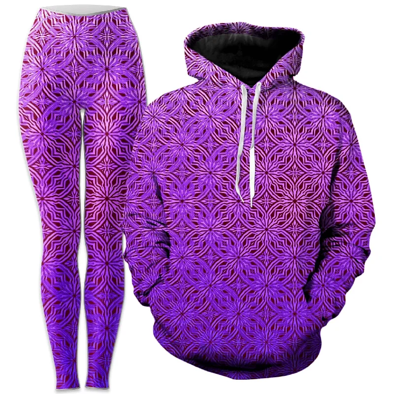 Psy Mosik Magenta Hoodie and Leggings Combo Trendy Faux Suede Leggings