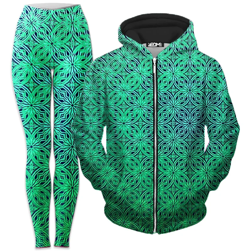 Psy Moski Foam Zip-Up Hoodie and Leggings Combo Stylish High-Waisted Leggings