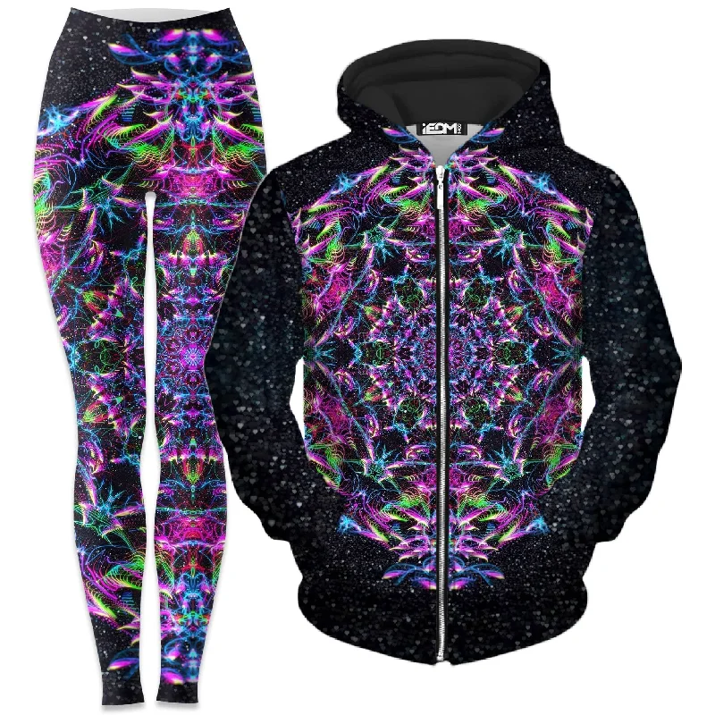Purp Geometric Zip-Up Hoodie and Leggings Combo Stylish Everyday Leggings