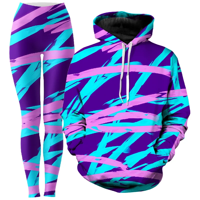 Purple and Blue Rave Abstract Hoodie and Leggings Combo Trendy Colorblock Print Leggings Purple and Blue Rave Abstract Hoodie and Leggings Combo Trendy Colorblock Print Leggings