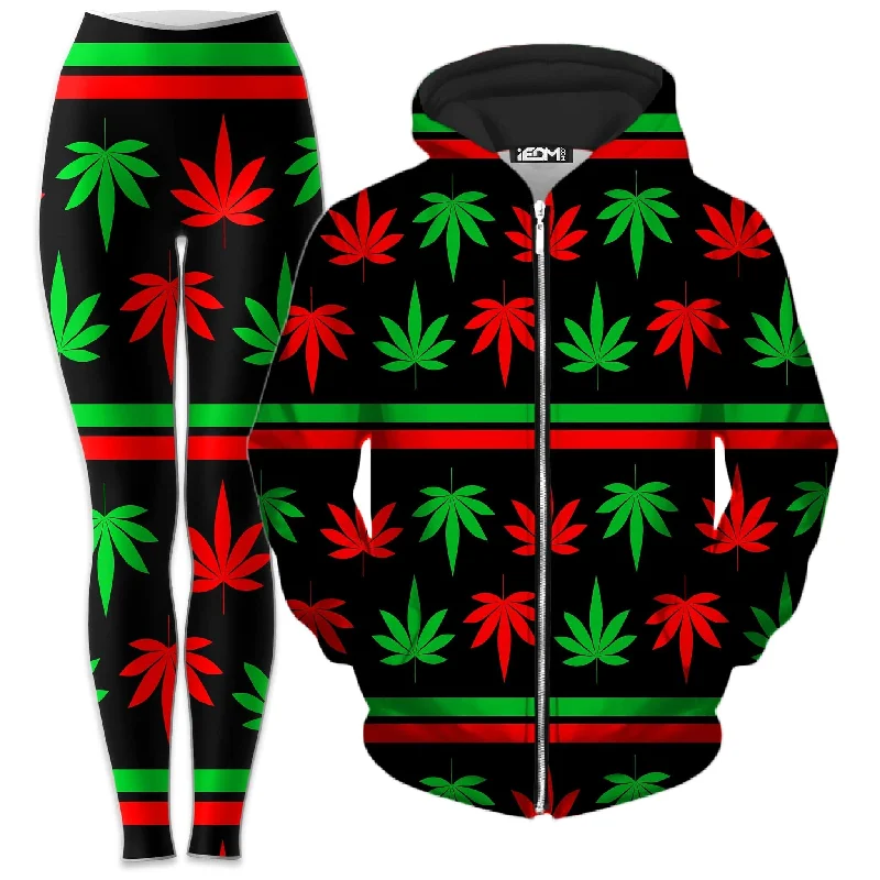 Red And Green Festive Bud Zip-Up Hoodie and Leggings Combo Stylish Printed Sport Leggings Red And Green Festive Bud Zip-Up Hoodie and Leggings Combo Stylish Printed Sport Leggings