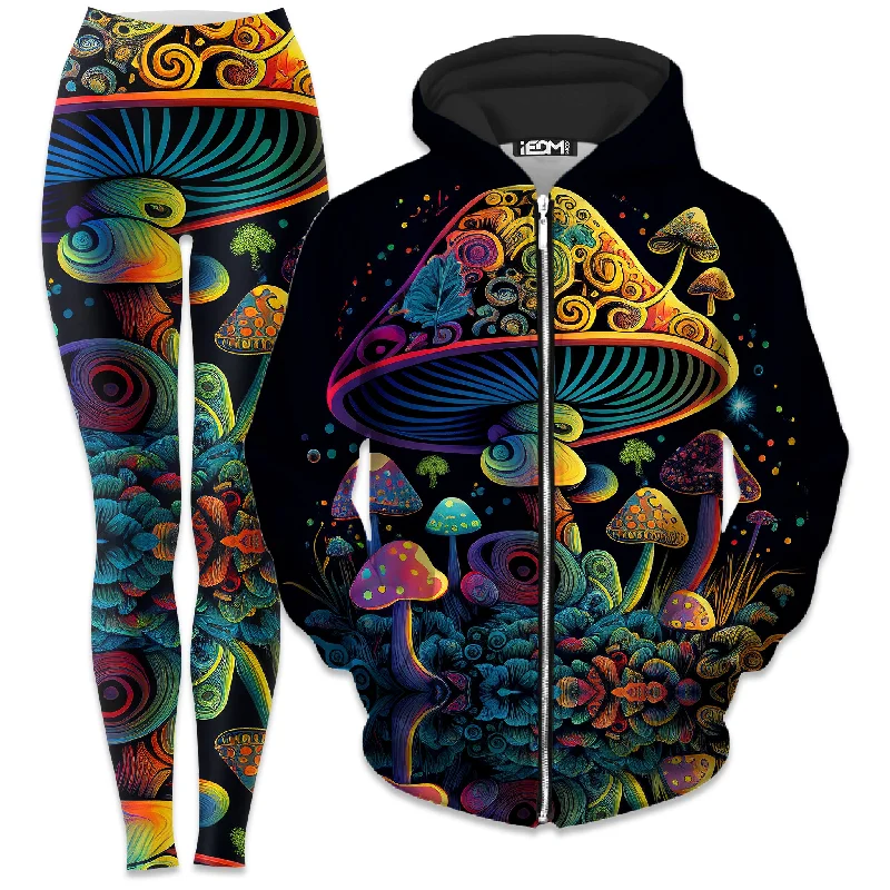 Shroom Melt Zip-Up Hoodie and Leggings Combo Trendy Digital Print Leggings