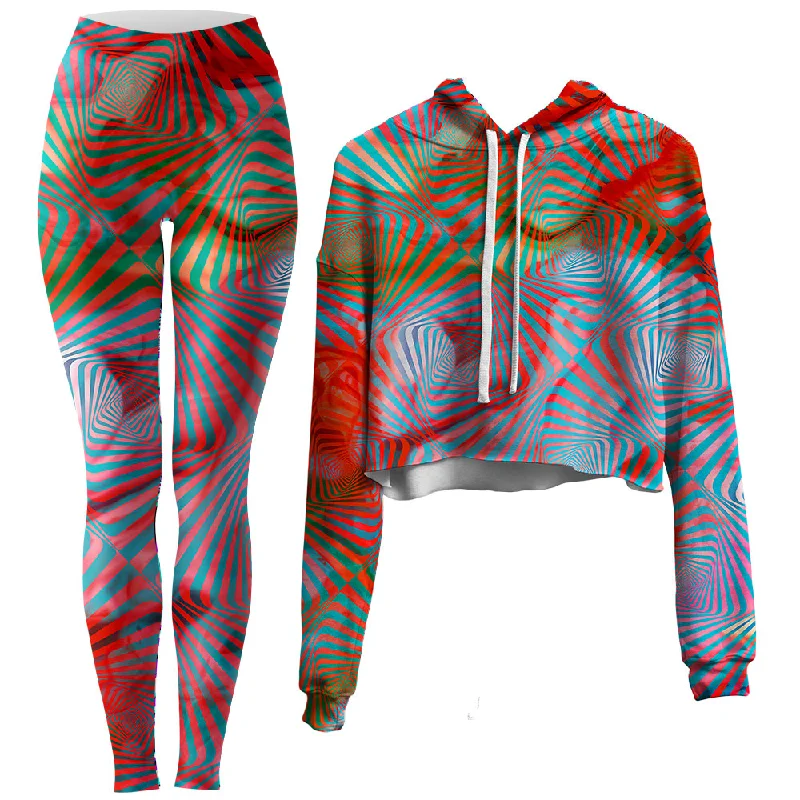 Solstice Crop Hoodie and Leggings Combo Fashionable Floral Active Leggings