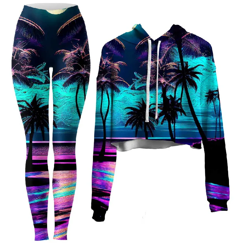 Spellbound Crop Hoodie and Leggings Combo Trendy Black Mesh Leggings