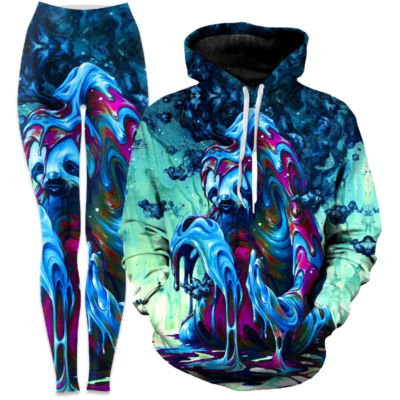 Toxic Sloth Hoodie and Leggings Combo Trendy Leather-Look Workout Leggings