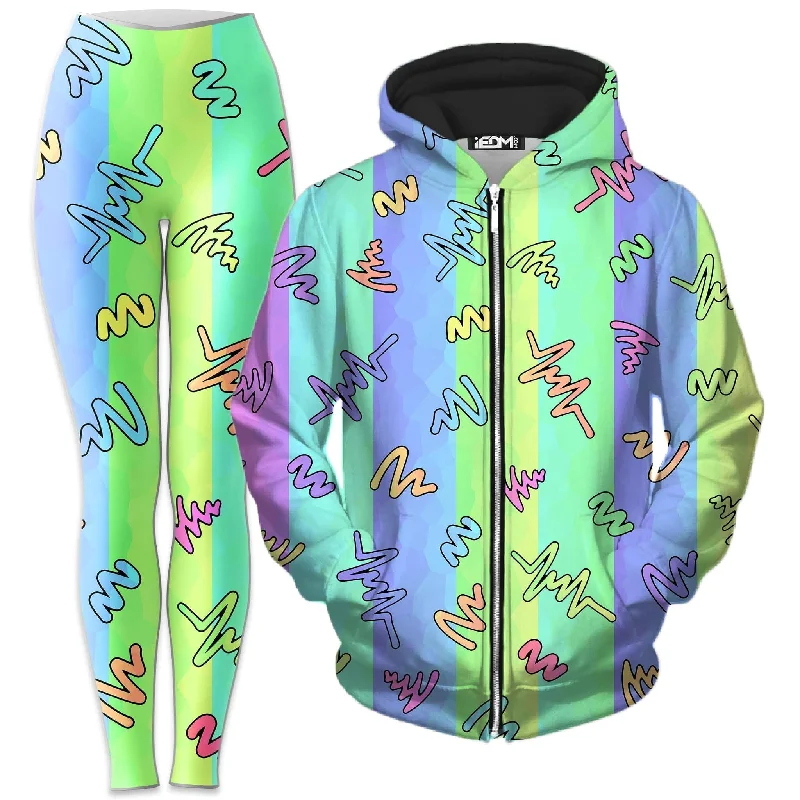 Trippy Doodles Zip-Up Hoodie and Leggings Combo Comfortable Stretch Leggings