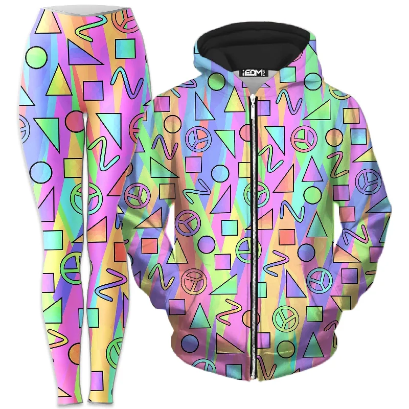 Trippy Retro Peace Signs Zip-Up Hoodie and Leggings Combo Trendy Activewear Leggings Trippy Retro Peace Signs Zip-Up Hoodie and Leggings Combo Trendy Activewear Leggings