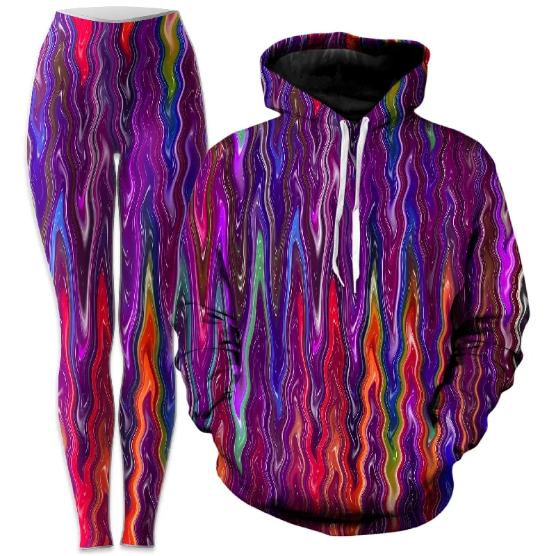 Trippy Vibes Hoodie and Leggings Combo Elegant Printed Leggings with Pockets