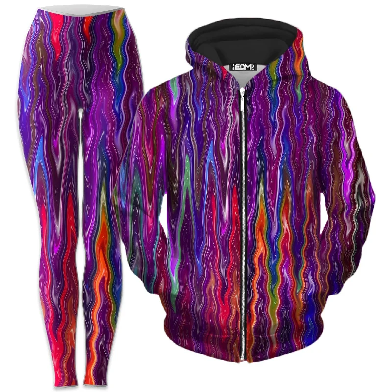 Trippy Vibes Zip-Up Hoodie and Leggings Combo Fashionable Seamless Leggings