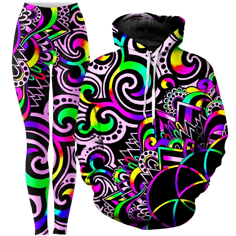 White Doodle Magic 2.0 Hoodie and Leggings Combo Cozy Reflective Detail Leggings