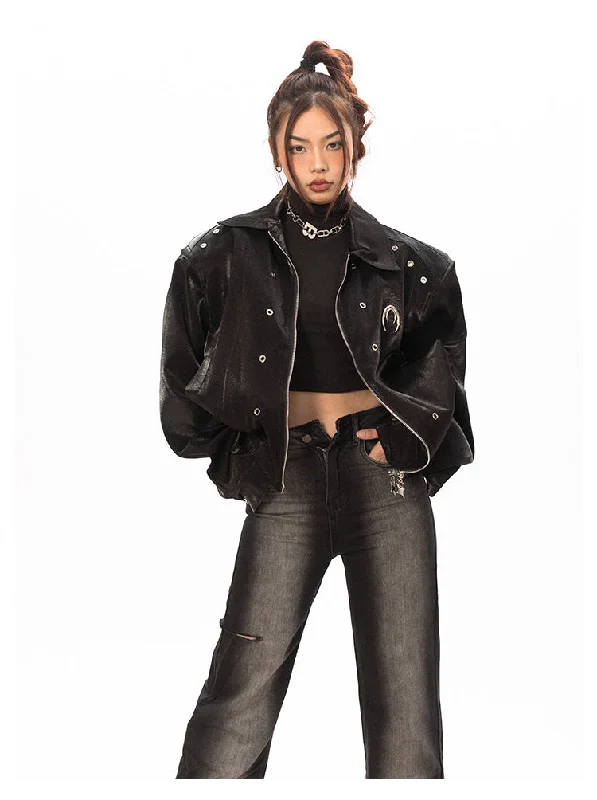 American Retro Street Casual Jacket Faux Fur Fabric Real Fur Fabric Shearling Fabric
